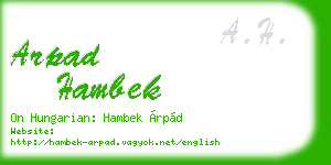 arpad hambek business card